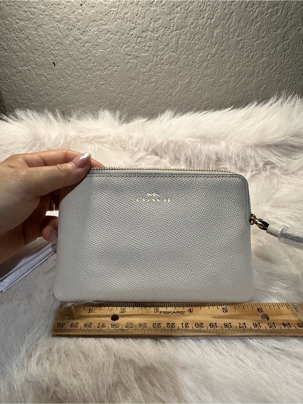 Coach Silver Glitter Zip Pouch